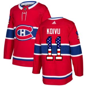 Herren Montreal Canadiens Eishockey Trikot Saku Koivu #11 Authentic Rot USA Flag Fashion